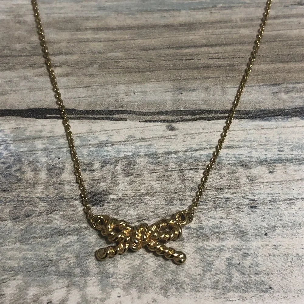 Kate Spade Mini Bow Necklace Twist Gold Tone 18
